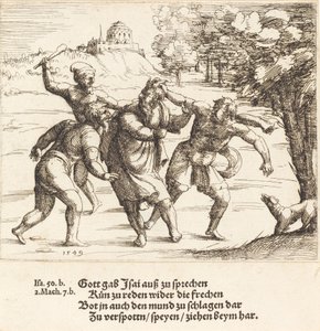 イザヤは信仰ゆえに嘲笑を受け入れる, 1549. 作： Augustin Hirschvogel