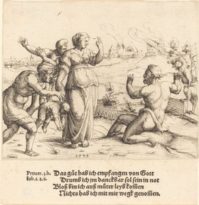 ヨブは自分の不幸を知る、1549 年。 作： Augustin Hirschvogel