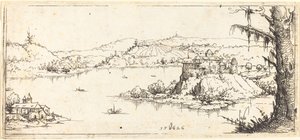 大きな湖を中心とした風景 作： Augustin Hirschvogel