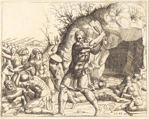 サムソンはペリシテ人を殺します。 作： Augustin Hirschvogel