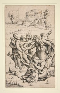 The Massacre of the Innocents (一連の 3 枚のシートの中央のシート) 作： Augustin Hirschvogel