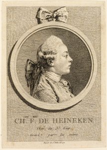 シャルル・フレデリック・ド・ハインケンの肖像 作： Augustin de Saint-Aubin