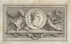 1768年に出版されたTibèreou les les 6 premi ...の6冊目のカリギュラの肖像画のあるメダル 作： Augustin de Saint Aubin