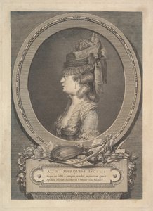 Adrienne-Sophie Marquise de ***、1779の肖像。 作： Augustin de Saint Aubin