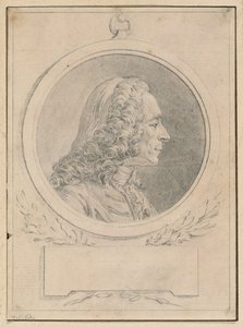 ジャン＝バティスト・ルモワンヌ2世によるヴォルテールの肖像（胸像にちなんで 作： Augustin de Saint Aubin