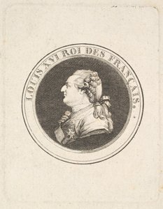 ルイ16世の肖像メダルのプリント、おそらく1789-90。 作： Augustin de Saint Aubin