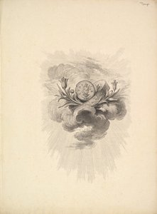 Harpocrate and Lotus Flowers、Volume I、Page 12 from D ...、1778-80を描いたメダルのあるビネット。 作： Augustin de Saint Aubin