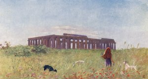 パエストゥムのバシリカ（カラーリトグラフ） 作： Augustine Fitzgerald