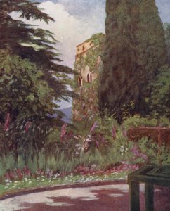 ラヴェッロのルッフォロ宮殿の庭園（カラーリトグラフ） 作： Augustine Fitzgerald