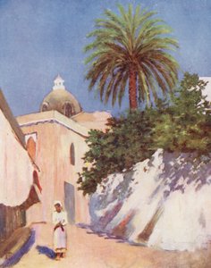 ストリート、カプリ（カラーリトグラフ） 作： Augustine Fitzgerald
