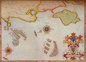 「ポーツマスへのポートランド法案：英国艦隊によるスペイン無敵艦隊の追跡」、c1588 作： Augustine Ryther