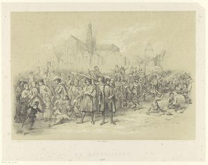 修辞学者がパンフレットを配る The Retoricians 1500 (オブジェクトのタイトル) 作： Augustinus Jacobus Bernardus Wouters