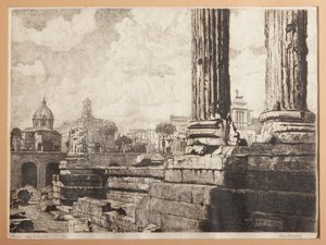 ローマ、アウグストゥスのフォーラム (紙にエッチング) 作： Augusto Baracchi