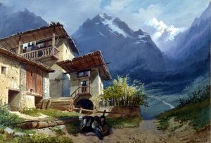 ガエターノドニゼッティ作「1リンダディシャモーニクス」のセットデザイン、トリノ、1875