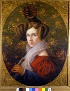 ジュゼッペ・ヴェルディによるマルゲリータ・バレッツィ (1814-1840) の最初の妻の肖像。 A.ムッシーニの絵。 スカラ博物館。 ミラノ 作： Augusto Mussini