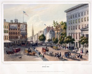 ブロードウェイ、パブ。1850年（カラーリトグラフ