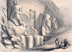 ヌビア、エブサンブルの南寺院の外観、c1850 作： Augustus Butler