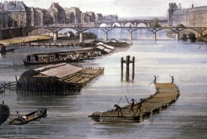 パリの貨物輸送、1810年頃（エングレーヴィング） 作： Augustus Charles (after) Pugin