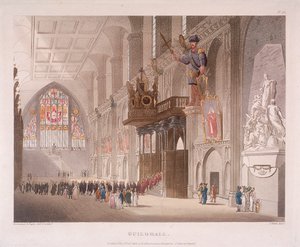 ギルドホール、ロンドン、1808 作： Augustus Charles Pugin, Thomas Rowlandson