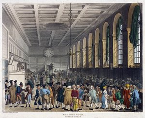 カスタム ハウスの内部、ロンドン、1808 年 作： Augustus Charles Pugin, Thomas Rowlandson