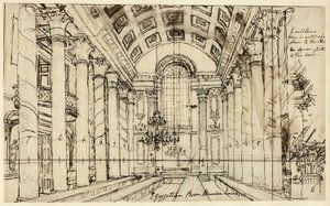 ロンドンの小宇宙より、エジプシャン ホール マンション ハウスの習作 作： Augustus Charles Pugin
