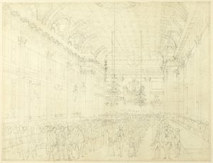 グレート・クイーン・ストリート、フリーメイソン・ホールのための習作（ロンドンの小宇宙より 作： Augustus Charles Pugin