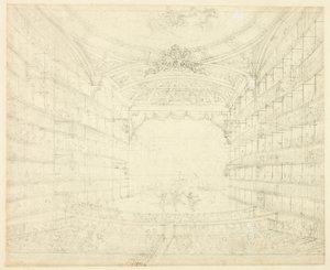 ロンドンの小宇宙からのオペラハウスのための習作 作： Augustus Charles Pugin