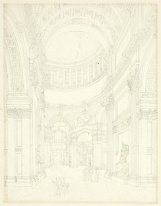 セント・ポール大聖堂のための習作（『Microcosm of London』より 作： Augustus Charles Pugin