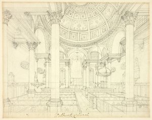 セント・スティーブンス・ウォルブルックの習作（『Microcosm of London』より 作： Augustus Charles Pugin