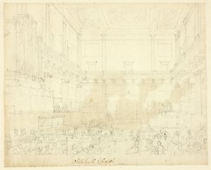 ロンドンの小宇宙からのホワイトホールチャペルの習作 作： Augustus Charles Pugin