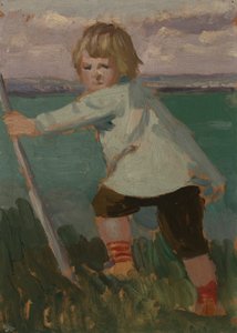 棒にもたれる崖の上の少年 作： Augustus John