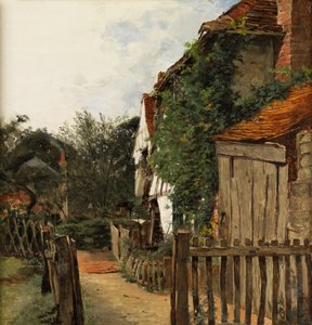 A Cottage Garden（油彩・パネル 作： Augustus Leopold Egg