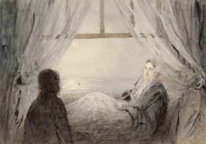 ソファの上のハリエットマルティノーの肖像、1844年（紙にトイレ） 作： Augustus Leopold Egg
