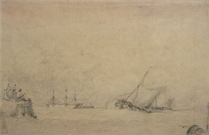 港の口のラガー作り（デッサン） 作： Augustus Wall Callcott