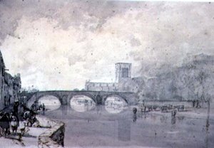 修道院とヌンガーテ橋、ハディントン、イーストロージアン、（描画） 作： Augustus Wall Callcott