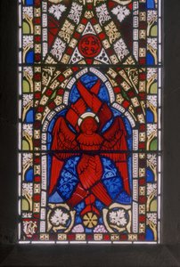 セラフィムとキリスト、詳細、1844年頃（ステンドグラス） 作： Augustus Welby Northmore Pugin