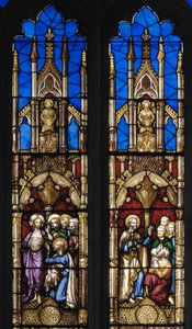聖トーマス使徒の生涯の出来事、詳細、1843年（ステンドグラス） 作： Augustus Welby Northmore Pugin