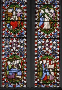 ロザリオの謎、チャペルの東窓、詳細、1847年（ステンドグラス） 作： Augustus Welby Northmore Pugin