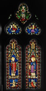 セントオーガスティンとセントグレゴリー、チャペルイーストウィンドウ、c.1844（ステンドグラス） 作： Augustus Welby Northmore Pugin