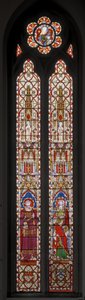 アッシジの聖フランシスと使徒聖トーマス、1852年（すりガラス） 作： Augustus Welby Northmore Pugin