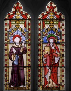 アッシジのセントフランシスとセントカロルス、1847年（ステンドグラス） 作： Augustus Welby Northmore Pugin