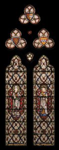 セントジョンオブビバリー＆セントエリザベスオブハンガリー、1849（ステンドグラス） 作： Augustus Welby Northmore Pugin