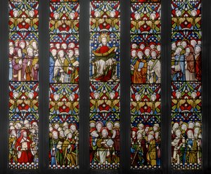 教会の勝利、詳細、1884年（ステンドグラス） 作： Augustus Welby Northmore Pugin