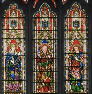 聖母マリアとキリスト、イーストウィンドウ、ディテール、1847-48（ステンドグラス） 作： Augustus Welby Northmore Pugin