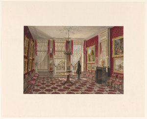 絵画と立像のある 19 世紀のインテリア 作： Augustus Wijnantz