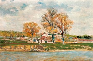 "マンサナレス川のほとり" Aureliano de Beruete Y Moret（1845-1912）の絵画。キャンバスに油彩。 作： Aureliano de Beruete