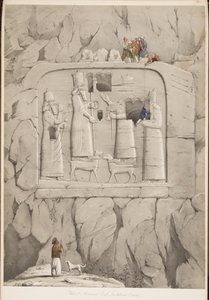 アッシリアの岩石彫刻（バイアン）、『ニネベの遺跡』より。1849年（彫刻）。 作： Austen Henry Layard