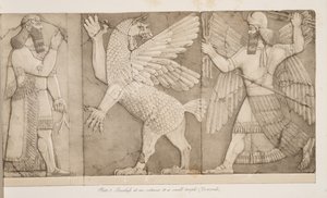 パブ、ニネベのモニュメントからの小さな寺院（ニムラウド）の入り口にあるレリーフ。 1849