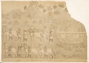 パブ、ニネベのモニュメントからの戦車とセナケリブと山の城（クユンジク）の係員。 1849 作： Austen Henry Layard