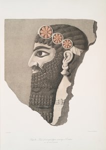 1849年のdiademを身に着けている翼のある人物の頭 作： Austen Henry Layard